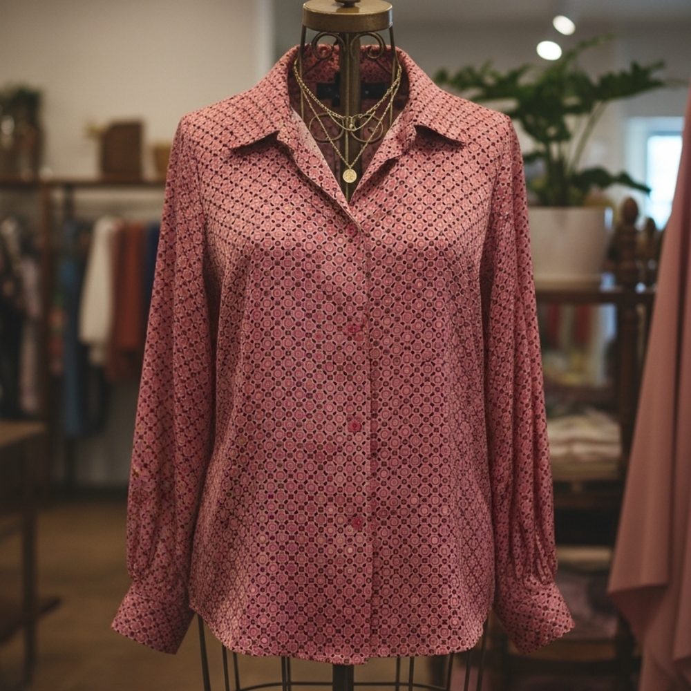 Chic Pink Geometric Women's Blouse